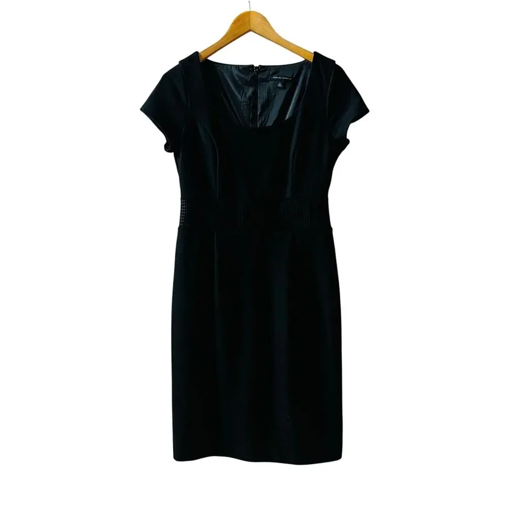 Banana Republic Black Wool Square Neck Short Sleeve Dress Size 6